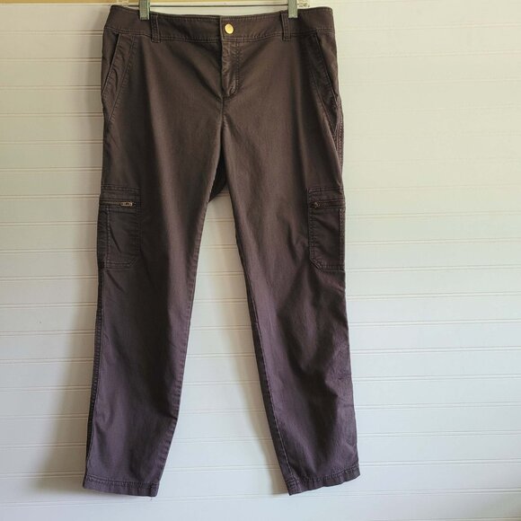 Athleta Pants Womens 12 Brown Cargo Zip Pocket Stretch Utility Casual Outdoor - Picture 1 of 13